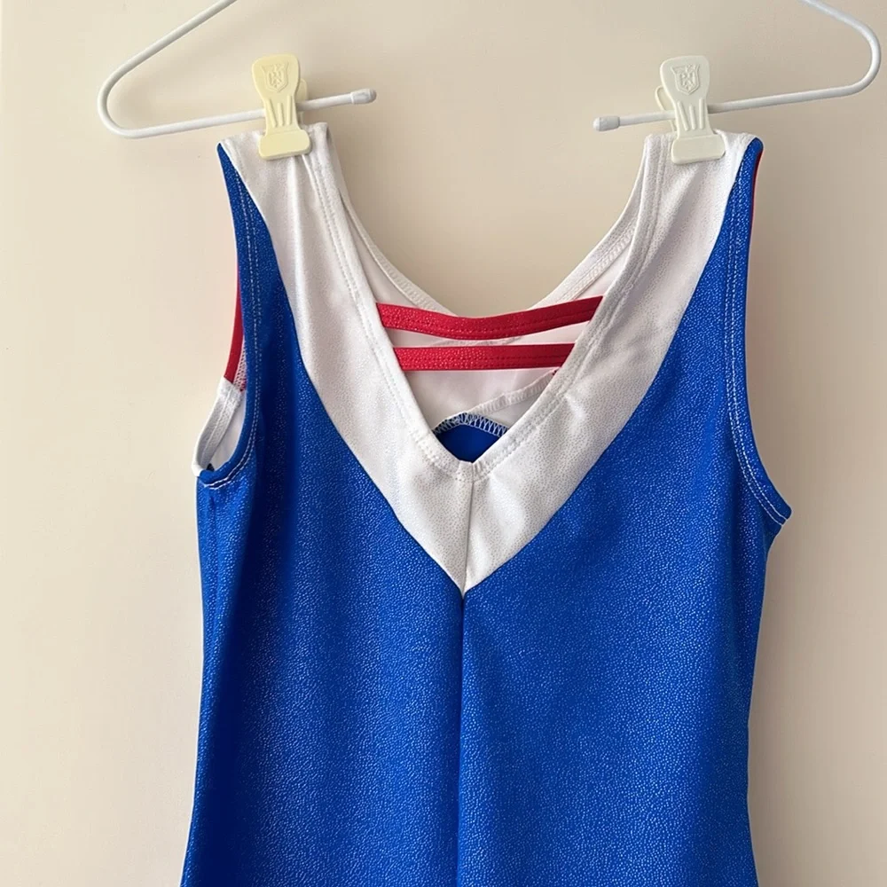 NWOT Danskin Freestyle USA colors Dance/Gymnastics Leotard one piece size 10/12